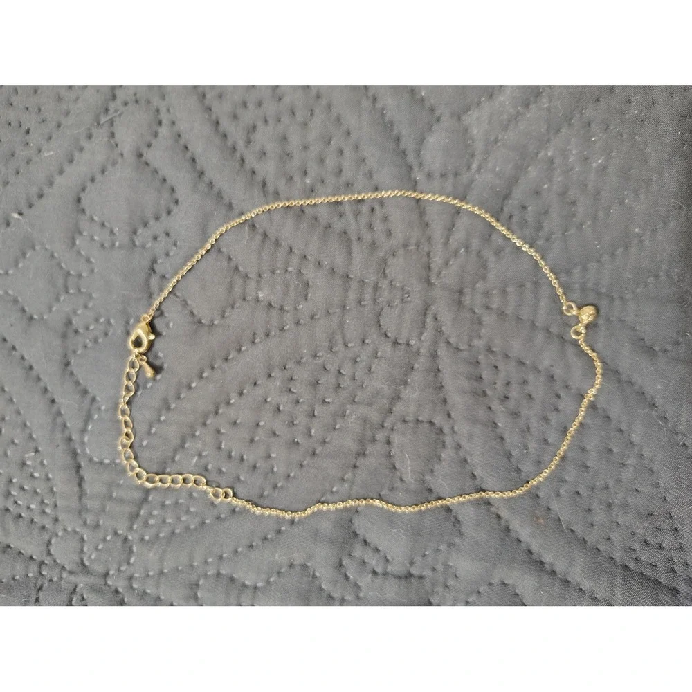 Gold‎ Tone Dainty Chain Anklet Adjustable Heart Charm Minimalist Jewelry 9-11 in